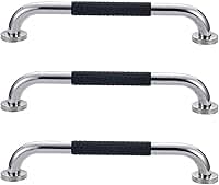 Barra de Apoio 30cm Inox Suporte Antiderrapante Banheiro Kit 3 unidades Box Idoso Deficiente Segurança Quarto Corredor Parede Acessibilidade Resistente Proteçao