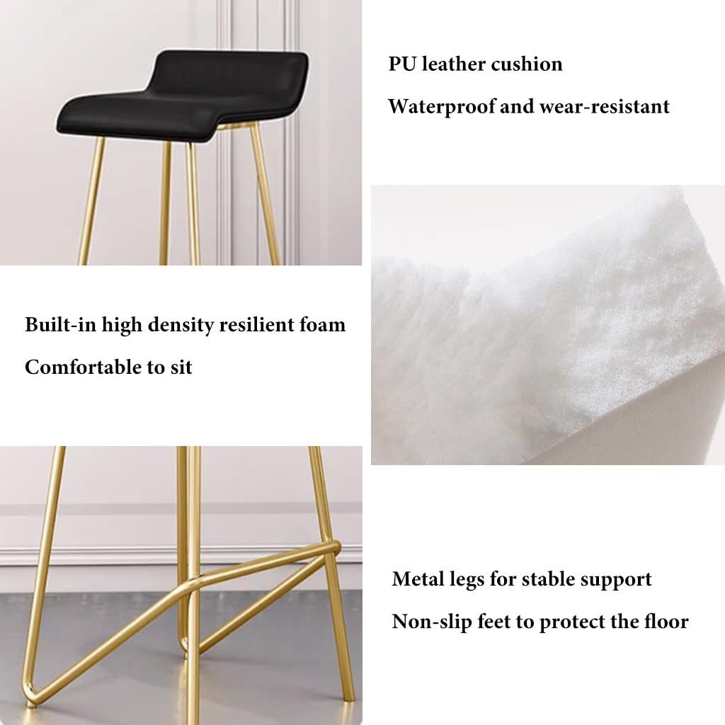 Sgabello da bar senza schienale alto da banco moderno in pelle PU cucina isola colazione con gambe in metallo indipendenza