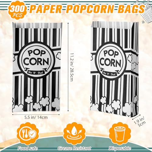 Image of Potchen 300 Pcs Popcorn Bags 2 oz Bulk Popcorn Holders Grease Tear Resistant Disposable Treat Bags for Carnival Movie Night Birthday Party Favors Home Business Supply