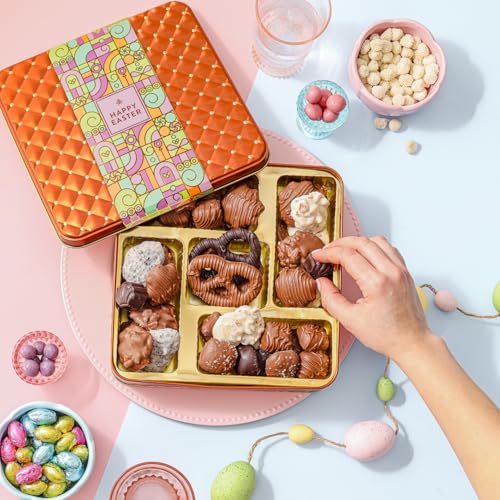 Image of Easter Chocolate Gift Basket, Food Gifts Arrangement Platter, Gourmet Candy Snack Box, Prime Delivery Idea, Him & Her, Men Women Kids Families- Bonnie & Pop