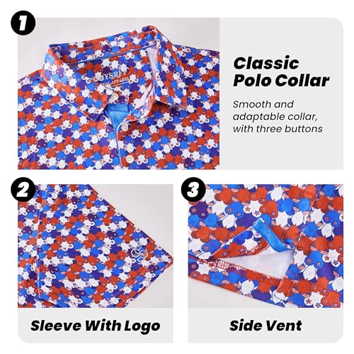 Image of Mens Golf Polo Shirt Moisture Wicking Dry Fit Performance Athletic Summer Short Sleeve Golf Shirts for Men