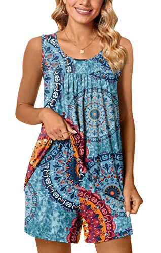 Image of POPYOUNG Pajama Set for Women Summer 2 Piece Lounge Shorts Sets Sleepwear