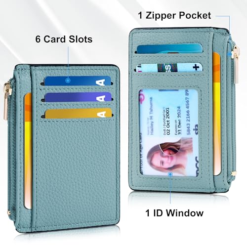 Image of Tipmile Womens Credit Card Holder Wallet, Small Slim RFID Blocking Sleeve | Mini Tiny Cute ID Case, Minimalist Zipper Pocket Wallet, Thin Coin Purse, Mothers Gift