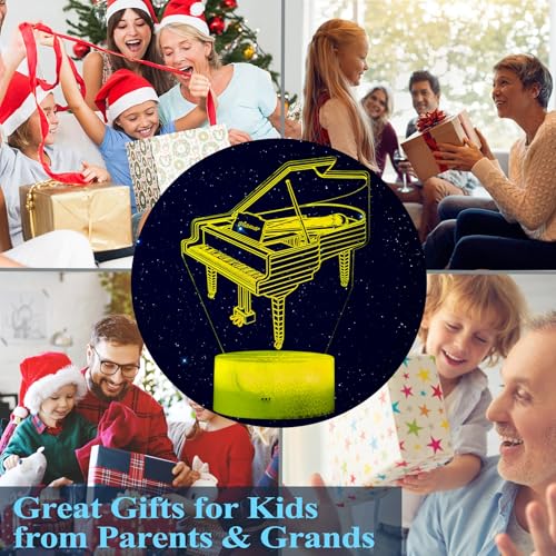 Image of Piano Night Light, Instrument Gifts, Piano 3D Illusion Lamp with 16 Colors Changing, Timer, 4 Flash Modes and Dimmable, Kids Boys Girls Room Decoration, Holiday Xmas Music Gifts