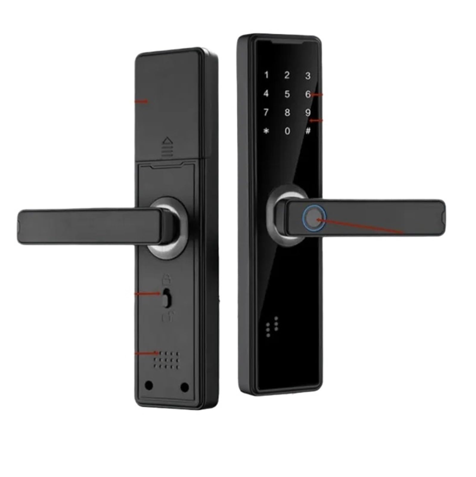 Serrure de porte intelligente biométrique à empreintes digitales, déverrouillage distance, carte sans clé, mot passe, serrure électronique Bureau Commercial(22x240 4085)