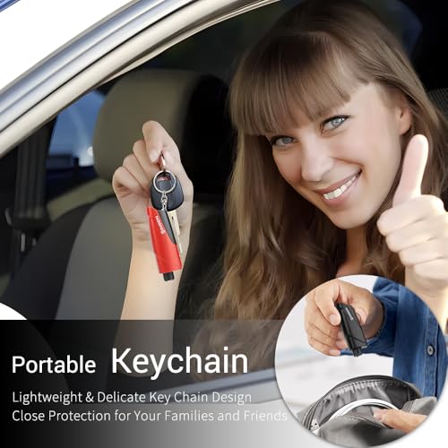 SINSEN Window Breaker Seatbelt Cutter, Car Emergency Safety Keychain, Seat Belt Escape Tool and Glass Hammer, Spring-Loaded for Land and Underwater, 2PCS, Black - Image 6