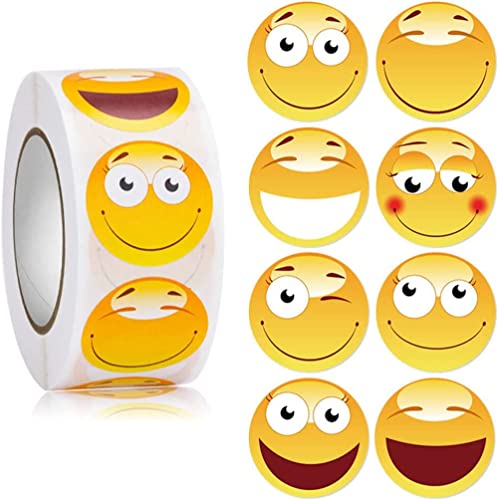 Couleur Sourire Autocollant,Smiley Sticker 500pcs Autocollants Visage Heureux Emoticône Récompense Autocollant pour Enseignants Autocollants