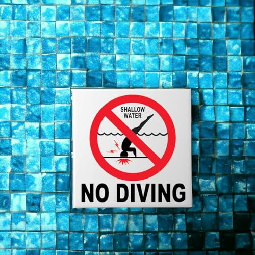 Cartel de seguridad para piscina cerámica 5.8x5.8 pulgadas miniatura 6