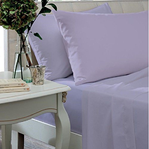 Lenzuolo in tinta unita, colore lilla, letto