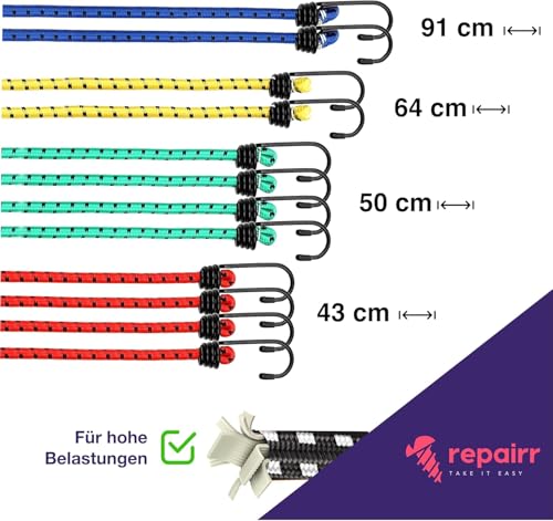 10x Allzweck Expander Mit Haken & Extra Starke Gepäckspanner Set für Camping & Auto & Fahrrad - Spanngurte & Spanngummi - Autozubehör