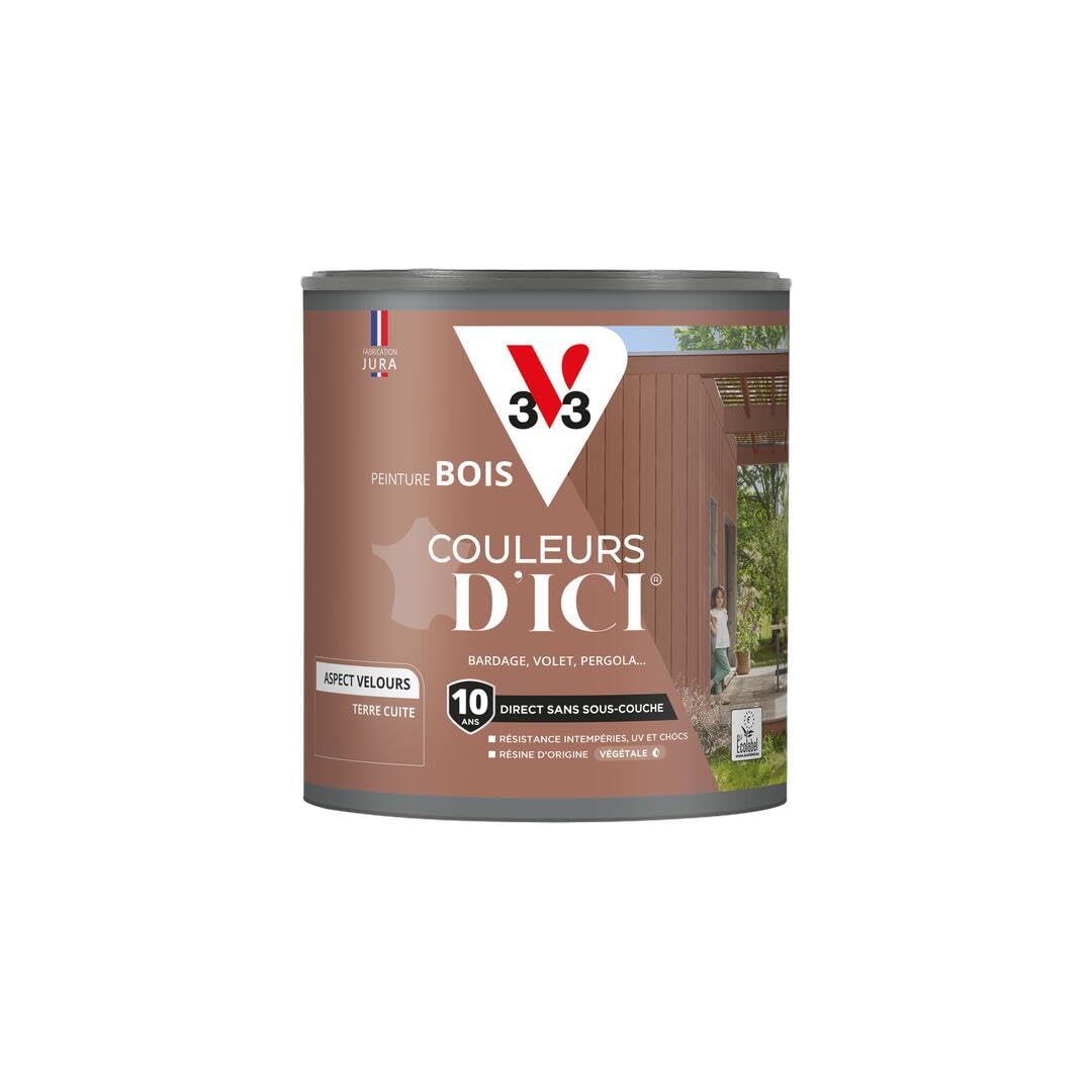 V33 Peinture Bois Couleurs d'ICI - Terre cuite - 0,​5L