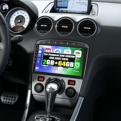 Autoradio Peugeot 308 Android 13 Écran 9 Pouces Carplay Sans Fil GPS Bluetooth FM