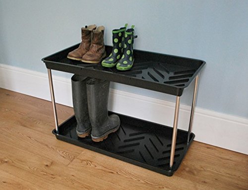 Tierra Garden GP105B Black 2-Tiered Recycled Plastic Boot Tray