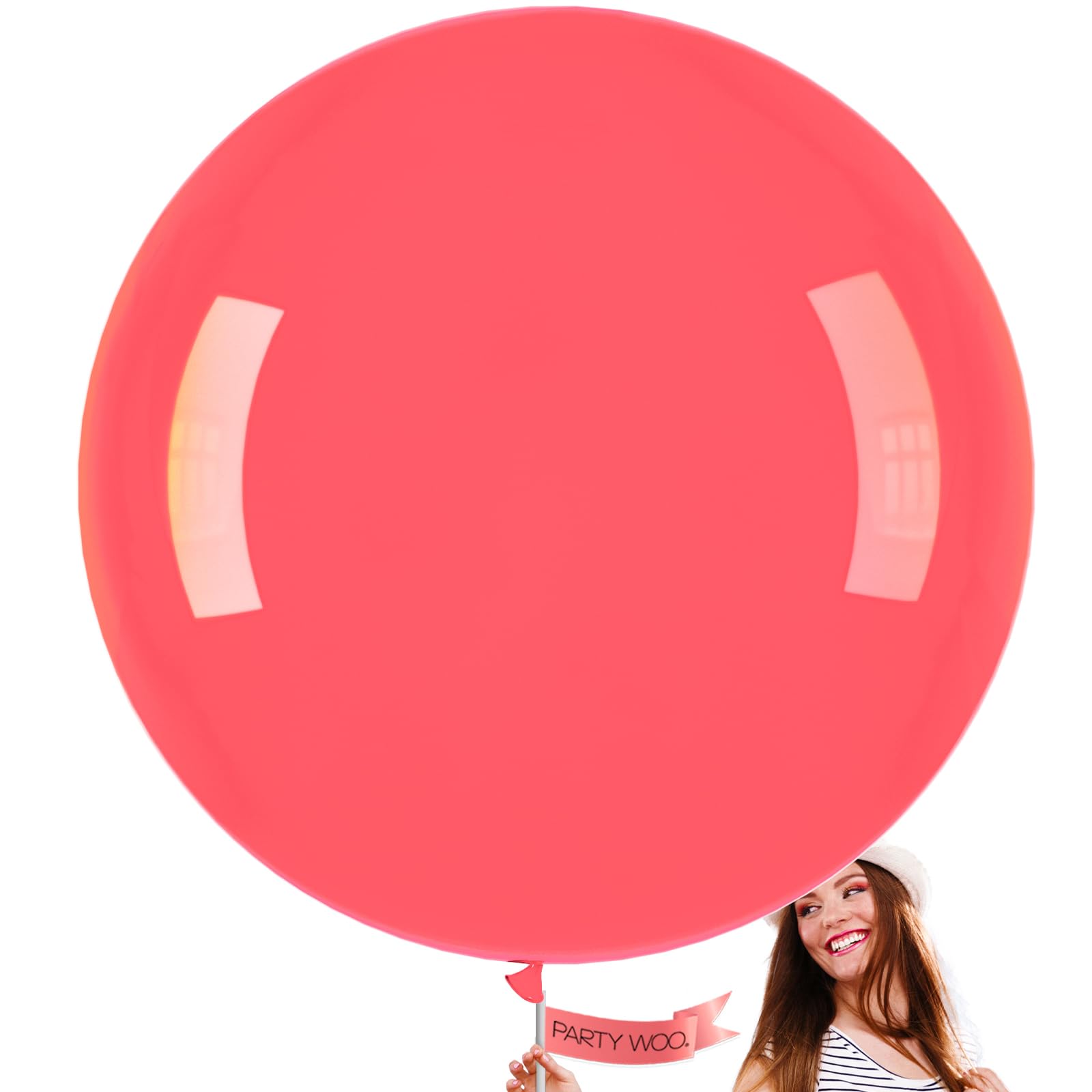 PartyWoo Pink Large Balloons 4 pcs 36 Inch Big Jumbo Giant Matte Rose Hot Watermelon Pink Latex Balloons for Graduation Wedding Baby Shower Princess Bachelorette Birthday Party Decorations Pink-Q11