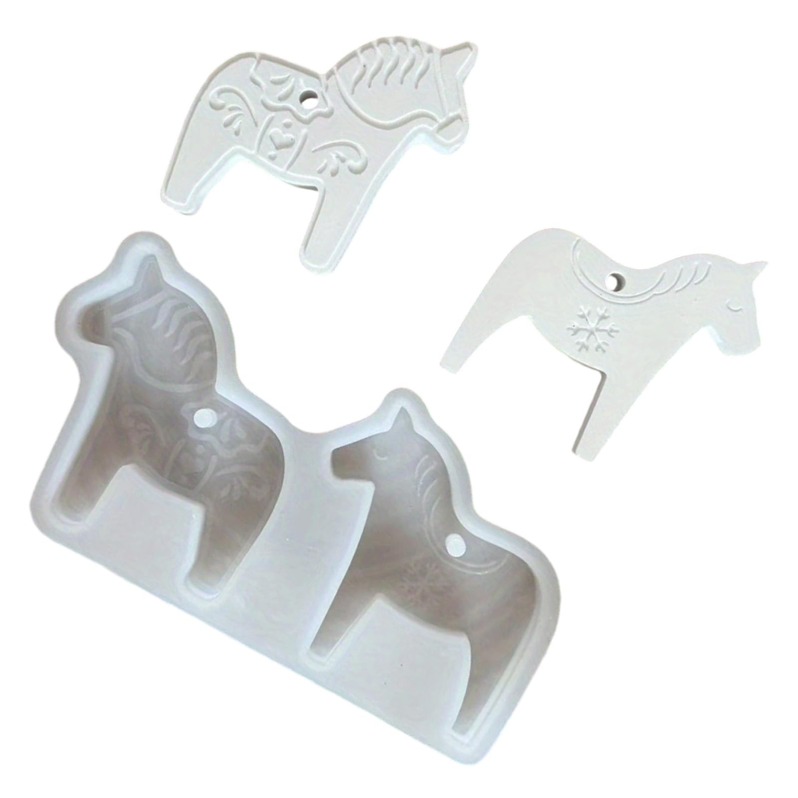 COOLHOOD Efficient Double Horse Silicone Mold Christmas Crafting Tool for Resin Projects Gift Double Dalas Horse Mold