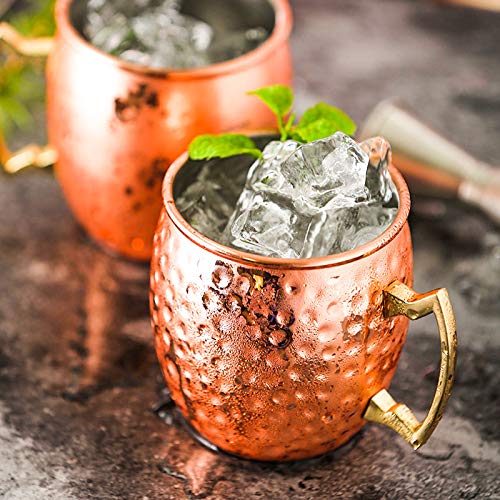 Moscow Mule Lot De 4 Tasses En Cuivre Avec 4 Pailles Moscow Mule 530 Ml Pour Cocktail, Gin, Bière, Boisson