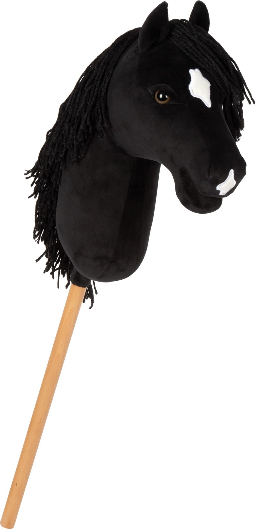 small Foot Hobby Horse schwarz „Eddie“, Steckenpferd mit abnehmbaren Holzstab und frisierbarer Mähne, inkl. Halfter, Trense & Führstrick, für Kinder ab 3 Jahren, 12716