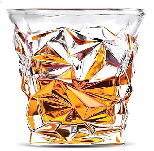 Azulo Diamond Shaped Whiskey Vodka | Tequila | Rum | Gin | Wine | Champagne Flute | Brandy | Juice | Water | Cocktail | Scotch | Party Hip-Wine Unique Cool Crystal Rocks Set of 6 310ml