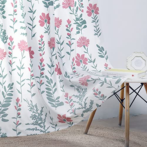 Image of Tranquebar Curtain Co. Window Curtains 6 Feet, 60-65% Room Darkening, Pink Floral Print, Cotton Curtains for Window, Cotton Curtains 6 Feet Long Set of 2, BackTab Loops, Mazzo (183cm) - Set of 2