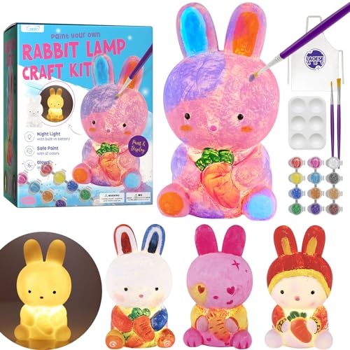 Paint Your Own Bunny Lamp Kit, Art Supplies Arts & Crafts Kit, Painting kit for Kids 6-12, Arts and Crafts for Kids Ages 8-12, Toys Girls Boy Birthday Easter Gift Ages 3 4 5 6 7 8 9 10 11 12+