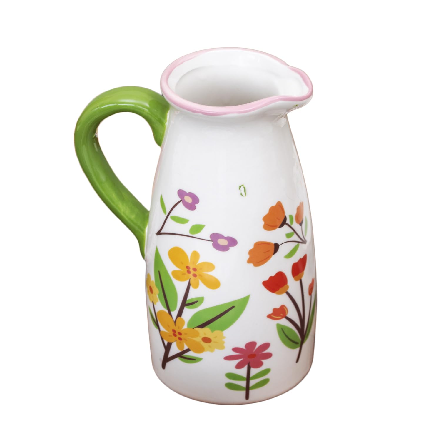 Floral Print Jug Vase Ceramic Pitcher Flower Vase Table Decor Botanical Home