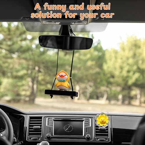 Image of Duck Hanging Cars Mirror with Air Freshener set, Swinging Duck Car Ornaments for Rearview Mirror and Duck Car Air Fresheners, Funny Ducks Hanging Cars Ornament, Rearview Mirror Accessories (Coat Duck)