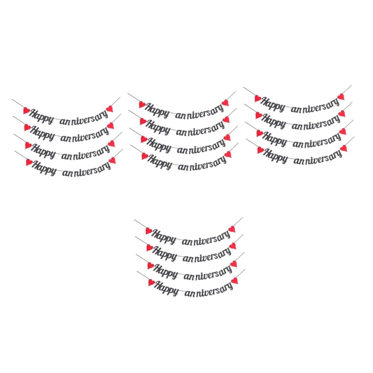 SOLUSTRE 16 Piezas Banner de Feliz Aniversario con Rojos Decoración Romántica para Bodas y Celebraciones para Fiestas de Aniversario Especiales