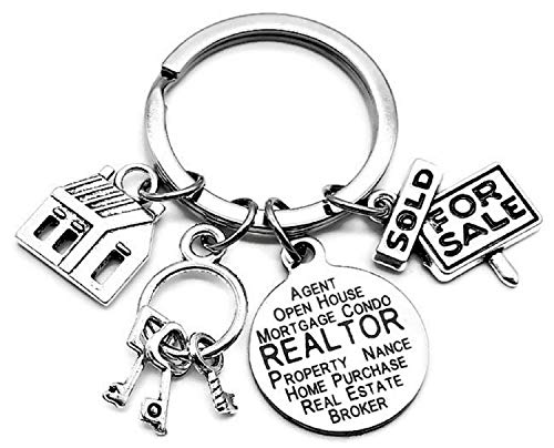 Realtor Keychain, Realtor Key Ring, House Charm Keychain, House Key Charm, for Sale Charm, Real Estate Broker Keychain, Gift for Realtor, House Keychain