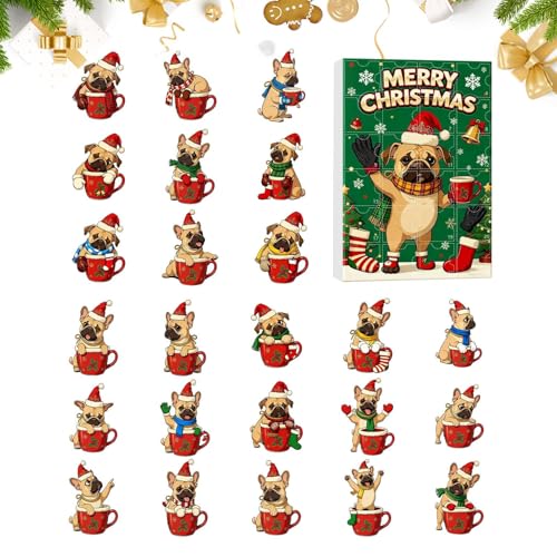 クリスマス カウントダウン カレンダー,24日間 クリエイティブ アクリル製 犬テーマ おもちゃ - 面白い犬のクリスマスカレンダー,大人 男性 女性 家族 子供 ティーン 男の子 女の子 ホリデーシーズン ホームパーティー向け