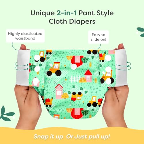 Image of SuperBottoms UNO Pull-up Pant Style Diaper with Universal Booster Pad | Cloth Diaper for Babies | Reusable, No Tapes, Easy to Wear, Designed for Active Little Ones | 3M - 3Y