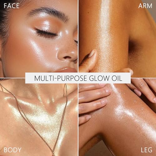 KYDA Body Shimmer Oil, High Gloss Face and Body Luminizer Oil, Face Glitter Lotion Makeup, Long Lasting and Moisturizing Liquid Highlighting Drops for a Radiant Glow- White moonbeam, 3.33 Fl Oz – Bild 5