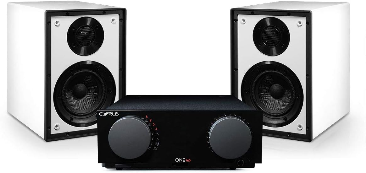 Cyrus ONE HD amplifier with ONE Linear speakers (White speakers)