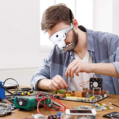 AZFUNN 1X to 3.5X Headband Magnifier with LED Light, USB Rechargeable Headlamp with Magnifying Lens for Close Work, Hand-Free Head Mount Magnifying Glass for Reading, Sewing Crafts, Repair - Thumbnail 6