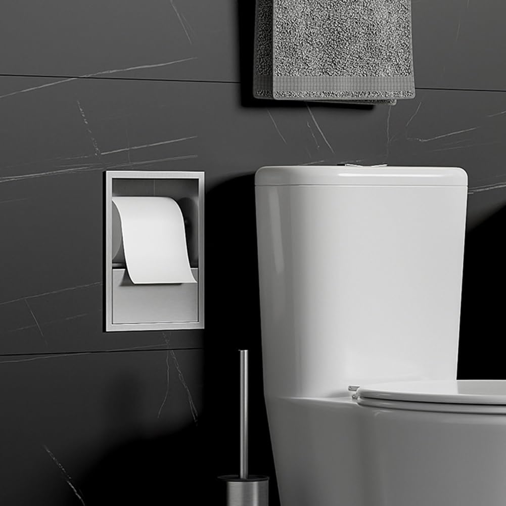 Nicchia doccia in acciaio inox con ripiano rimovibile, organizer da bagno integrato per articoli da toeletta, scaffale portaoggetti a parete, 17 x 23 x 12 cm