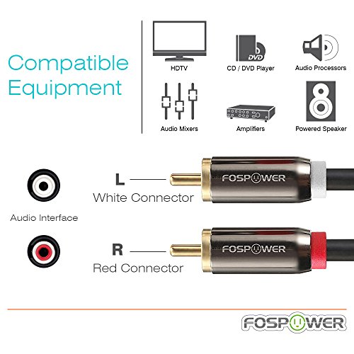 Fospower FOSCBL-2249 Rca Y-Adapter (6 Feet), 1 Rca Male To 2 Rca Male Y Splitter Digital Stereo Audio Cable thumb #2