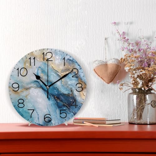 Horloge murale décorative marbre bleu doré SUABO silencieuse - 3