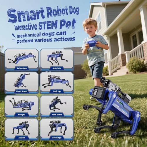 Image of Smart Robot Dog - Interactive STEM Pet w /Voice & Handheld Remote, 30+ Lifelike Actions, Programmable Play, 25m Range, Durable & Safe - Best Gift for Kids 6-12