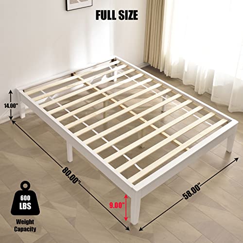 Better Home Products Stella Solid Pine Wood Full Platform Bed Frame In White #TOP2