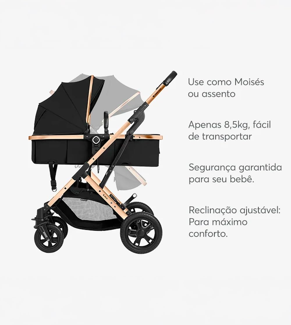 Kikkaboo Kaia 3 em 1 cadeira de passeio, adaptador, assento
