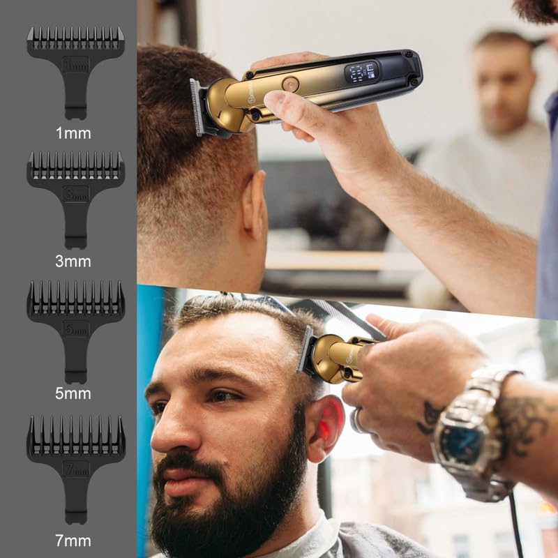 Image of HATTEKER HT-6168 Premium ABS Body 0 gapped T-blade Outlining for Barbers 0mm Hair Clipper Cutter Wireless Hair Grooming Set Beard Trimming & Styling IPX6 waterproof USB Type-C LED Display 180 Mins