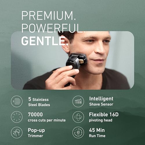 Image of Panasonic ARC5 Electric Razor for Men Face, Wet & Dry Shavers with Foil Shaver, Pop-up Trimmer, Ultra-Fast 5-Blade, Smart Shave Sensor, 16D Flexible Pivoting Head - ES-ALV6HS (Silver)