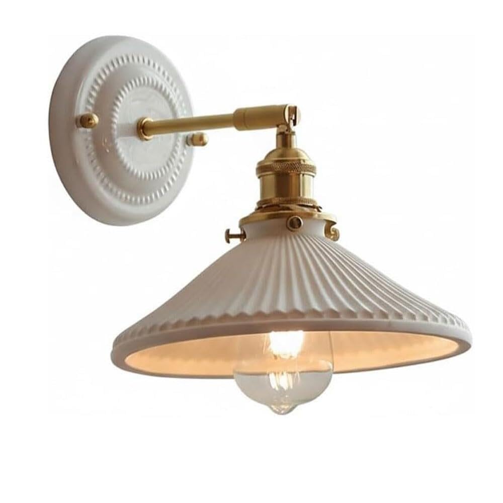 Generico LAUMZX Applique da parete in ceramica plissettata, lampada ad angolo regolabile nordico, industriale moderna for camera letto, comodino, soggiorno