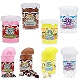 Lo que obtienes: el empaque incluye 4 colores de contenedores como limo rosa, limo amarillo, limo de chocolate y limo de repollo. Un juego con caja de color es de 395 g, baba de mantequilla fragante de bricolaje.