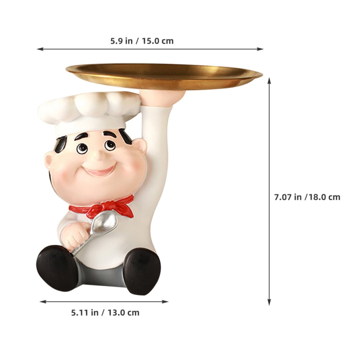Bandeja de baratijas Bandeja para Guardar Joyas Expositor de Joyas con Figura de Chef en Resina White para Foyer y Dormitorio