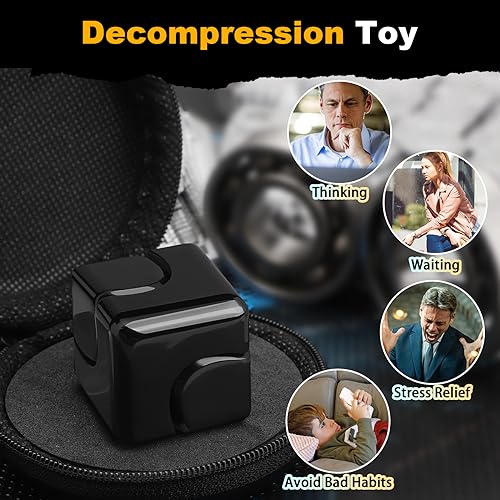 Infinity Cube Fidget Spinner Spielzeug für Kinder Erwachsene, Metall Spirale Fidget Würfel Puzzle Block Focus, Mini Gadget Spielzeug zum Stressabbau, Geschenk für Männer Vater Junge (schwarz)