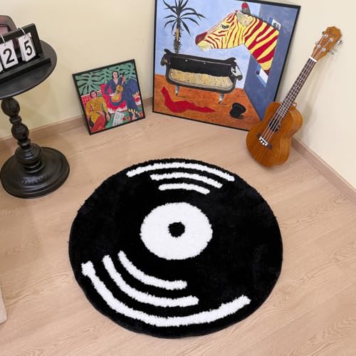Tapete redondo de vinilo tufted diseño música 80 cm miniatura 3