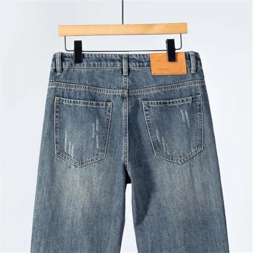 Men's Loose Ripped Washed Jeans Vintage Distressed Trendy Ankle Length Denim Pants4