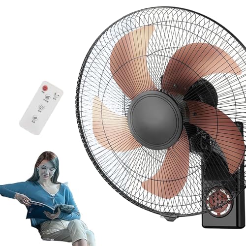 Ventilador de pared con control remoto, refrigeración de 3 velocidades, temporizador de 4 horas, potente oscilación, silencioso para uso doméstico, restaurante, escuela y oficina