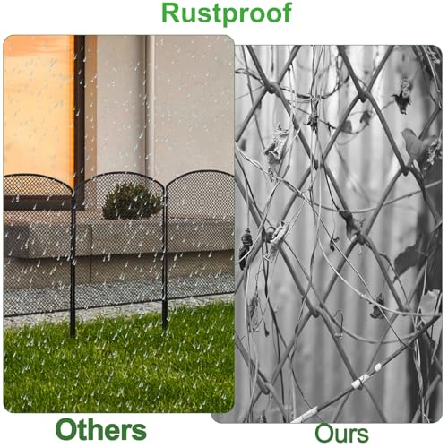 LIANTRAL 10-teilige Tier Barriere Zaun, Mesh Dekorativer Gartenzaun, Steckzaun Metall, Rostfeste Gartenzaun, Kein Graben Zaun Patio Grenze Tierzaun für Hunde Kaninchen im Freien Patio, 61 cm x 3 m