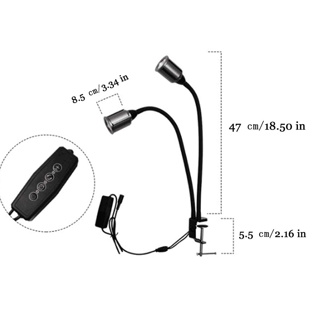 Lampe de croissance pour plantes, lumière de croissance, lampe de croissance à spectre complet de 15 W, lampe de bureau à col de cygne à double tête, lampe de croissance pour plantes d'intérieur pour